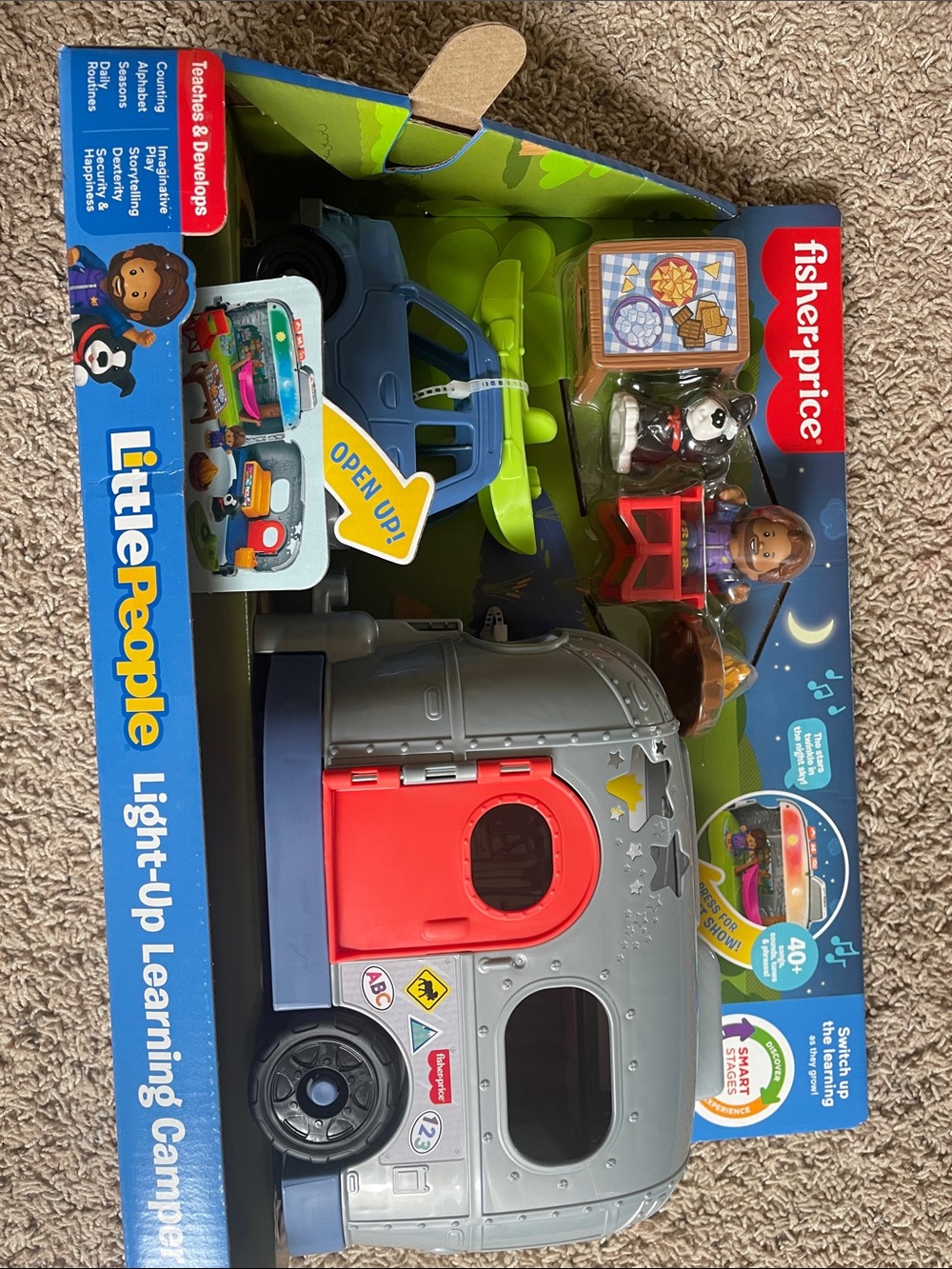 Fisher-Price Little People Camper Playset with Red Door and Green Accessories